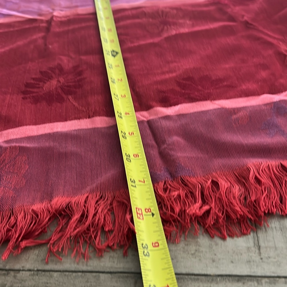 Jacquard Floral Wrap Scarf Heavy Weight Pink Purple Maroon 30”x 66” Large - Picture 11 of 12